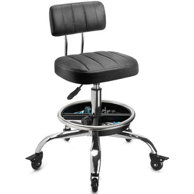 LWADALN front view of mechanic stool showing sturdy base and seat, ideal for workshop mobility