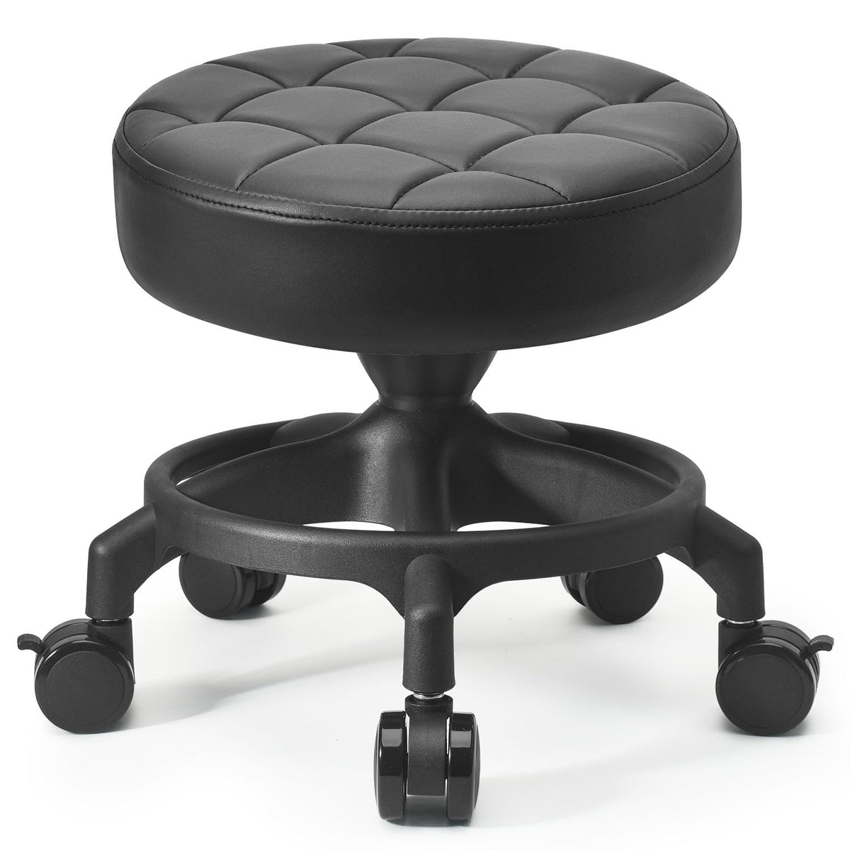 LWADALN front view of round roller stool showing compact design and mobility