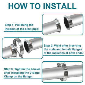LWNWPPER V-band clamp installed on exhaust pipe demonstrating secure leak-resistant joint