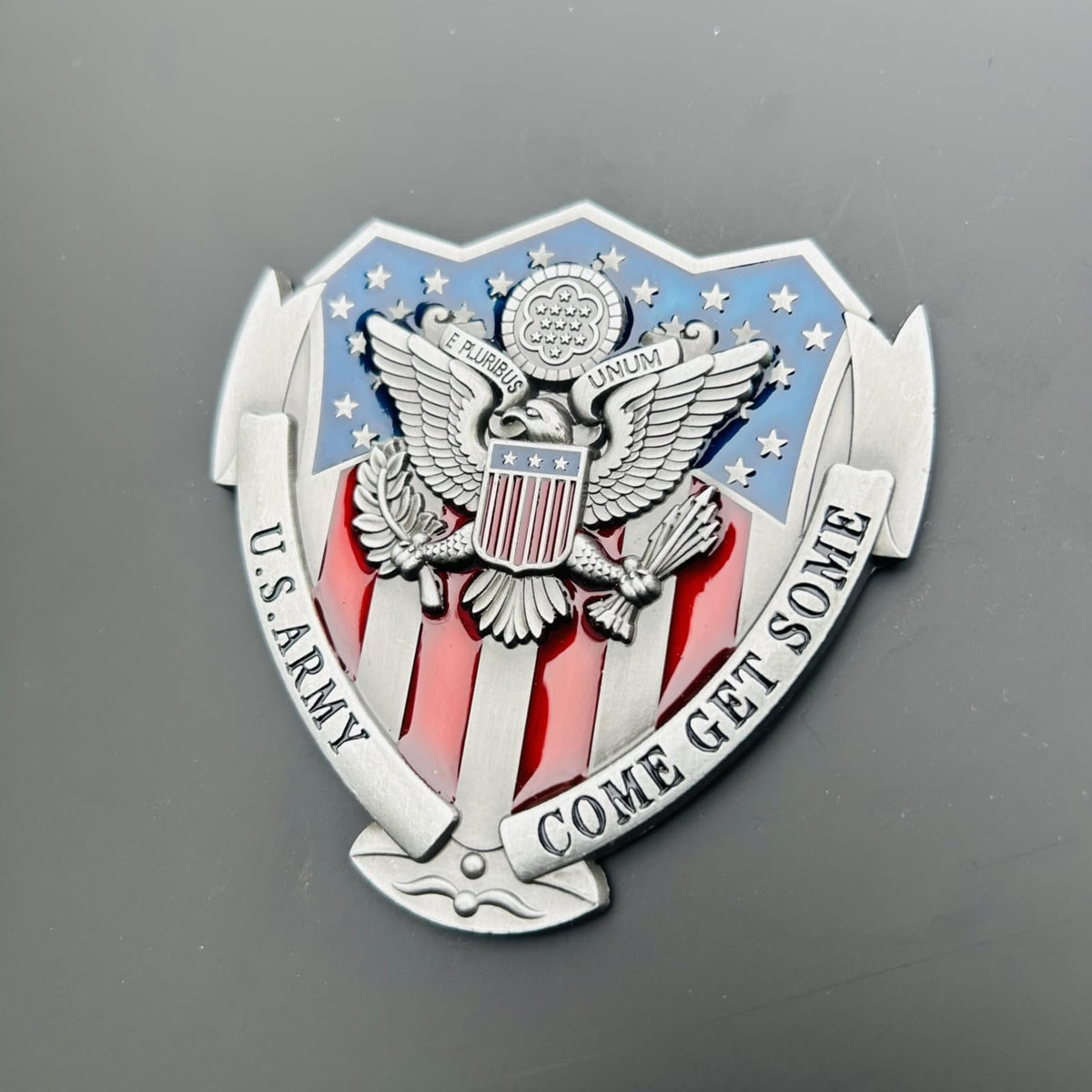 LWQLZY close-up of enamel American flag detail highlighting vivid color
