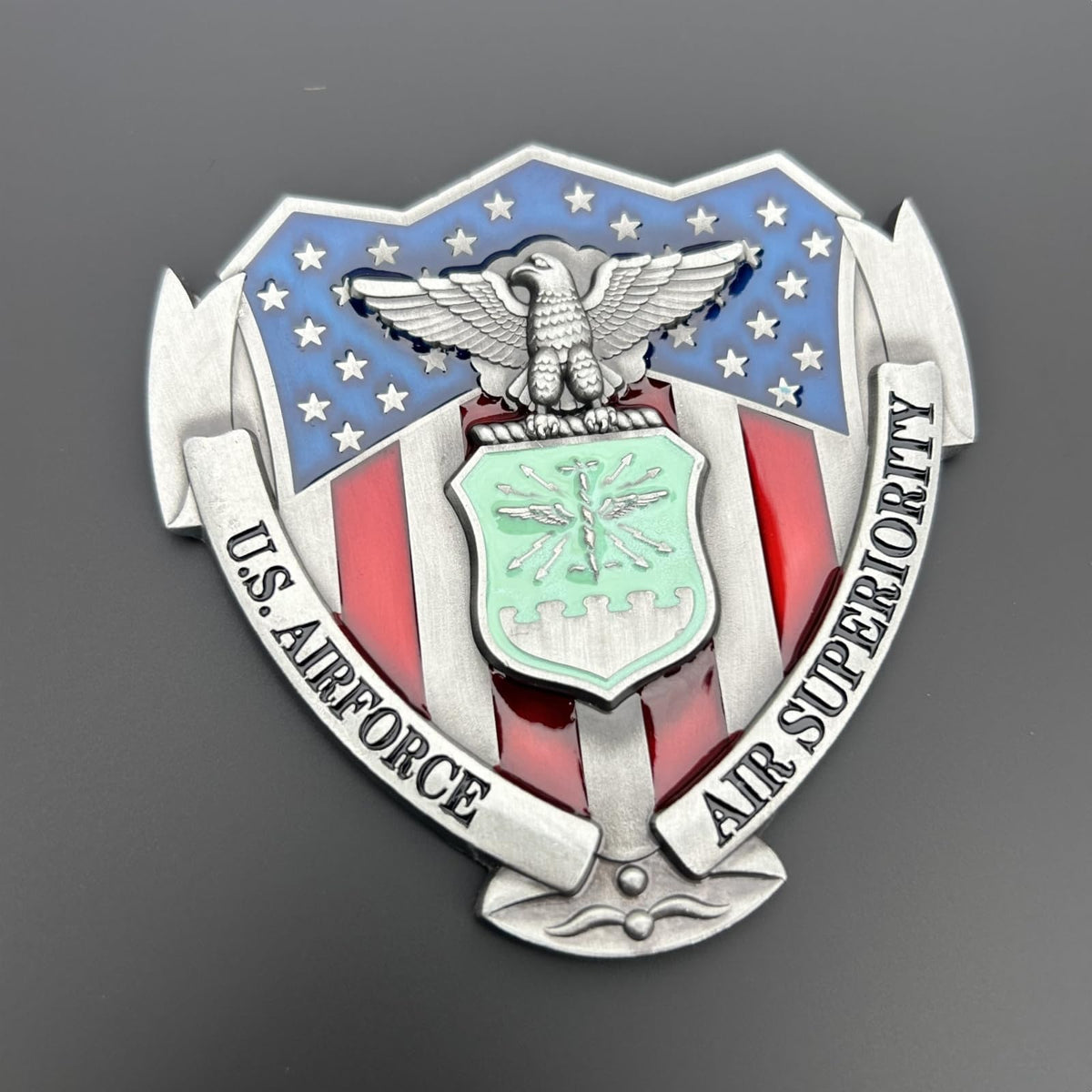 LWQLZY close detail of 3D zinc alloy and enamel colors, durable finish