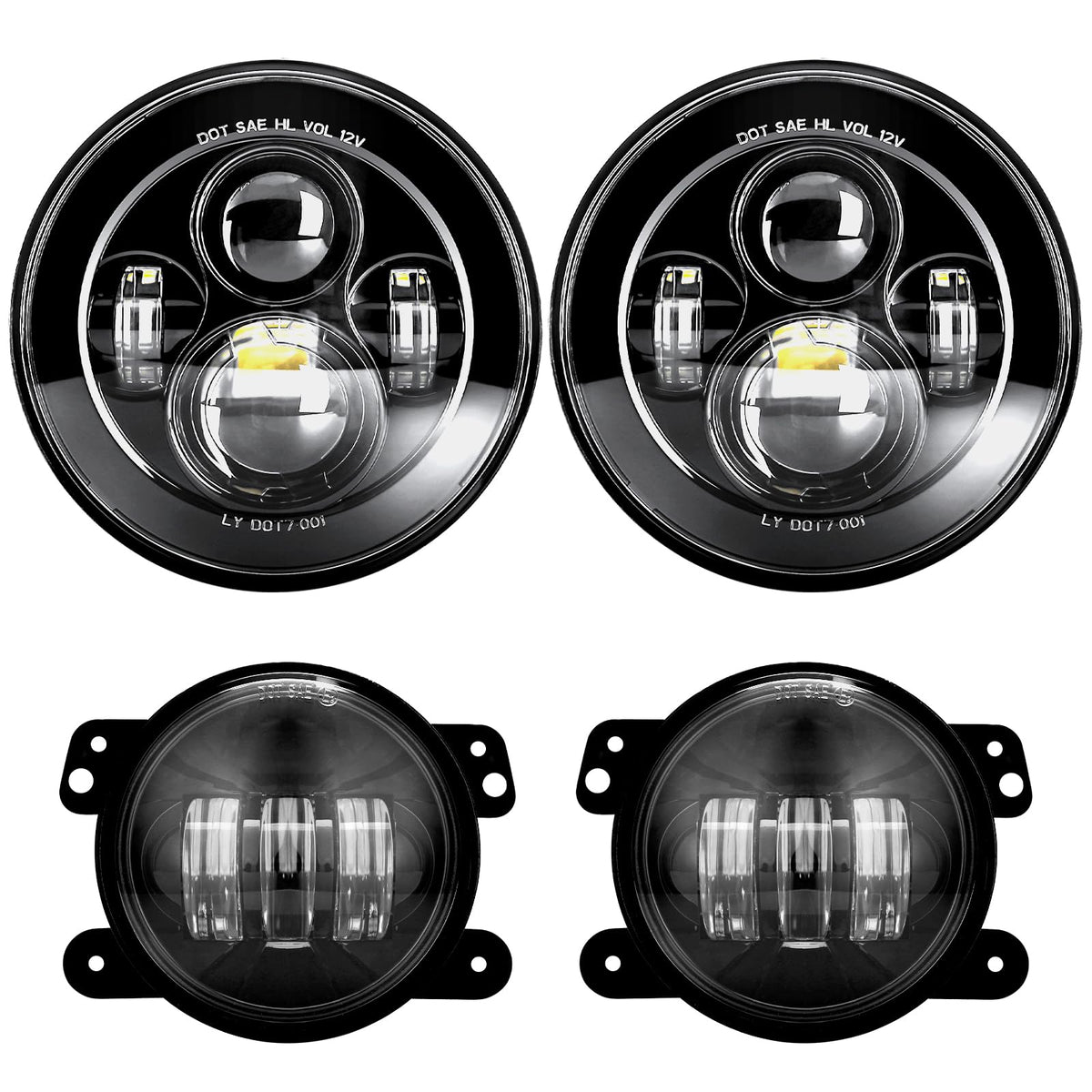 LX-LIGHT 7-inch headlight front view showing clear beam and legal marking benefits
