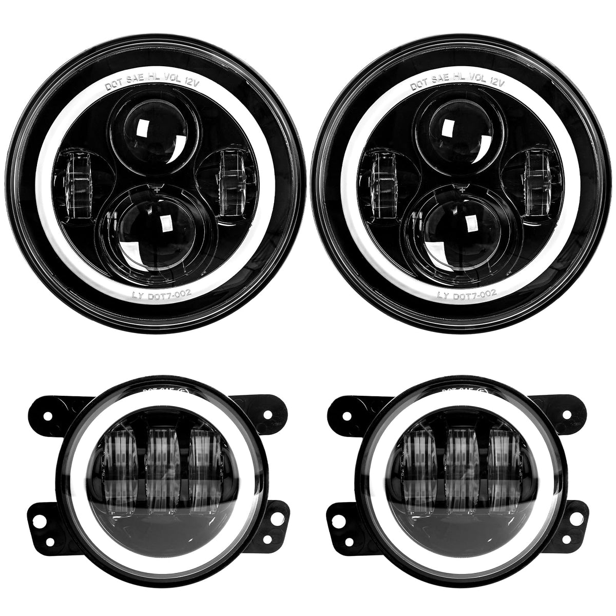 LX-LIGHT 7-inch headlight front view showing clear lens and road-legal marking for safety