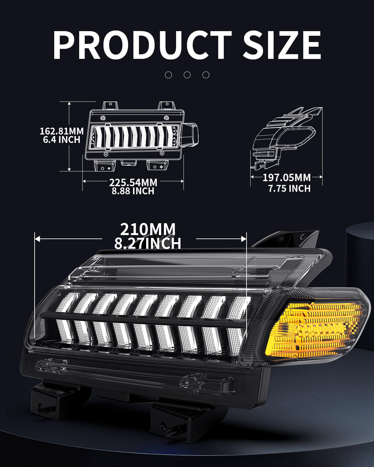 LX-LIGHT sequential turn signal in motion displaying eye-catching animation