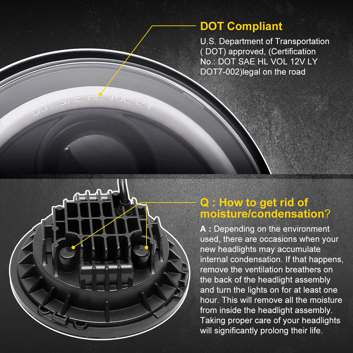 LX-LIGHT headlight side profile on vehicle showing fitment scale and compact durable design