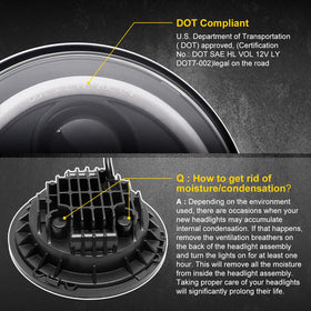 LX-LIGHT headlight side profile on vehicle showing fitment scale and compact durable design
