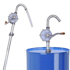 LYCARESUN front view of all-aluminum drum pump showing rugged body and handle for reliable transfers