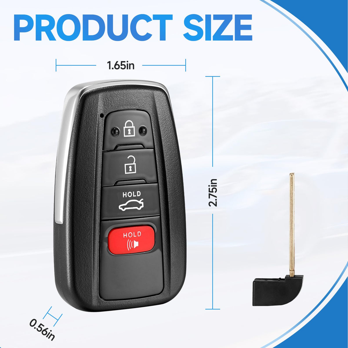LYFUCESS fob held in hand to show size and scale for easy pocket carry and everyday convenience