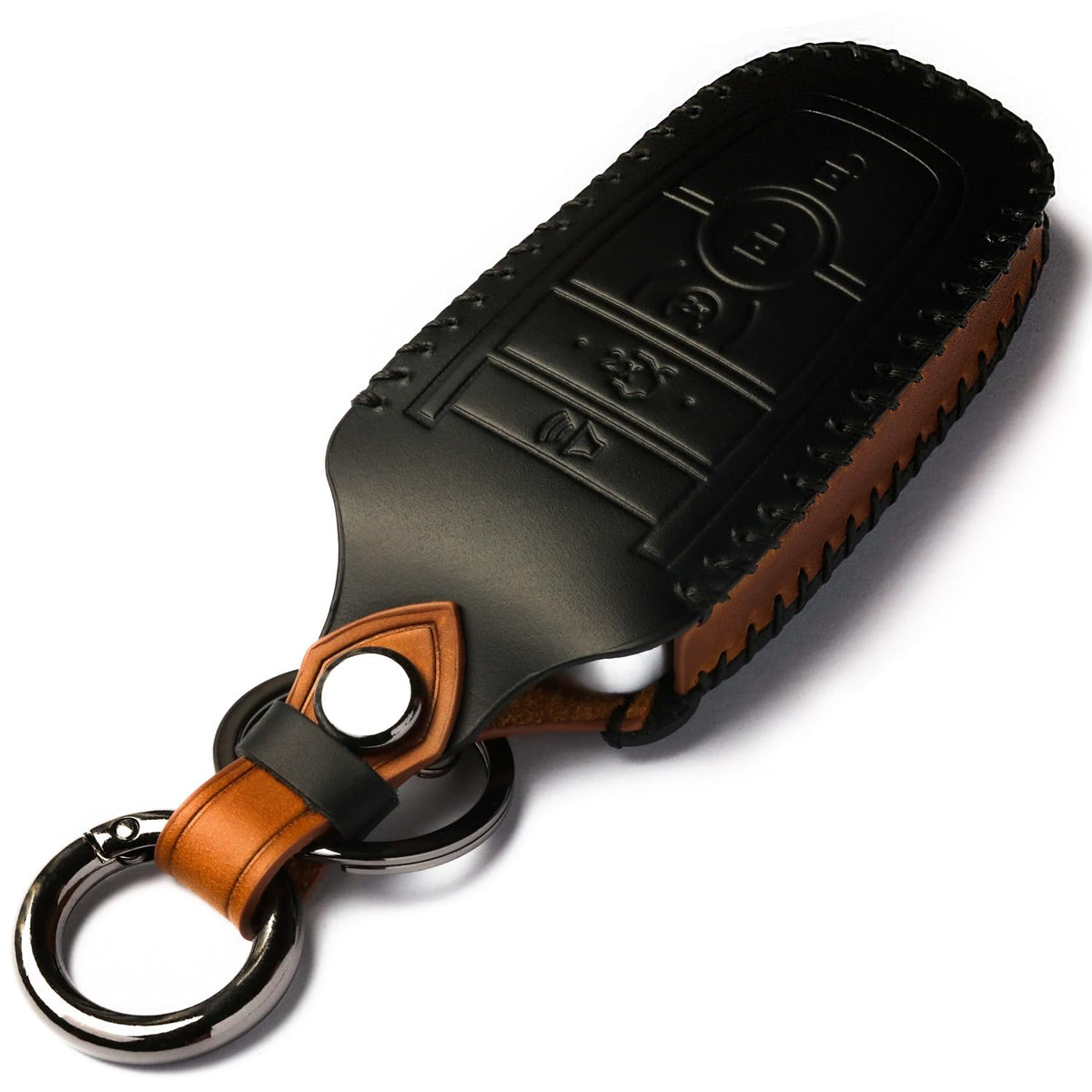 LYGKMU close-up of crazy-horse leather stitching highlighting durable craftsmanship