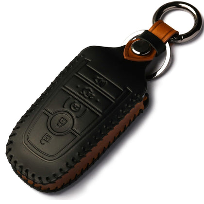 LYGKMU front view leather key cover showing sleek protection and style