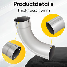 LYLCDDP stamped material label on elbow highlighting aluminized steel corrosion resistance