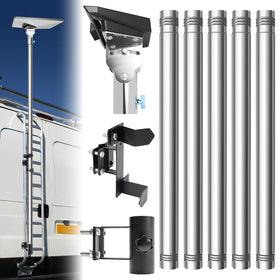 Lymorexan mount on RV ladder showing secure Starlink Mini placement and improved reception