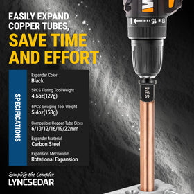 LYNCSEDAR hex shank demo inserted in drill chuck for quick compatibility advantage