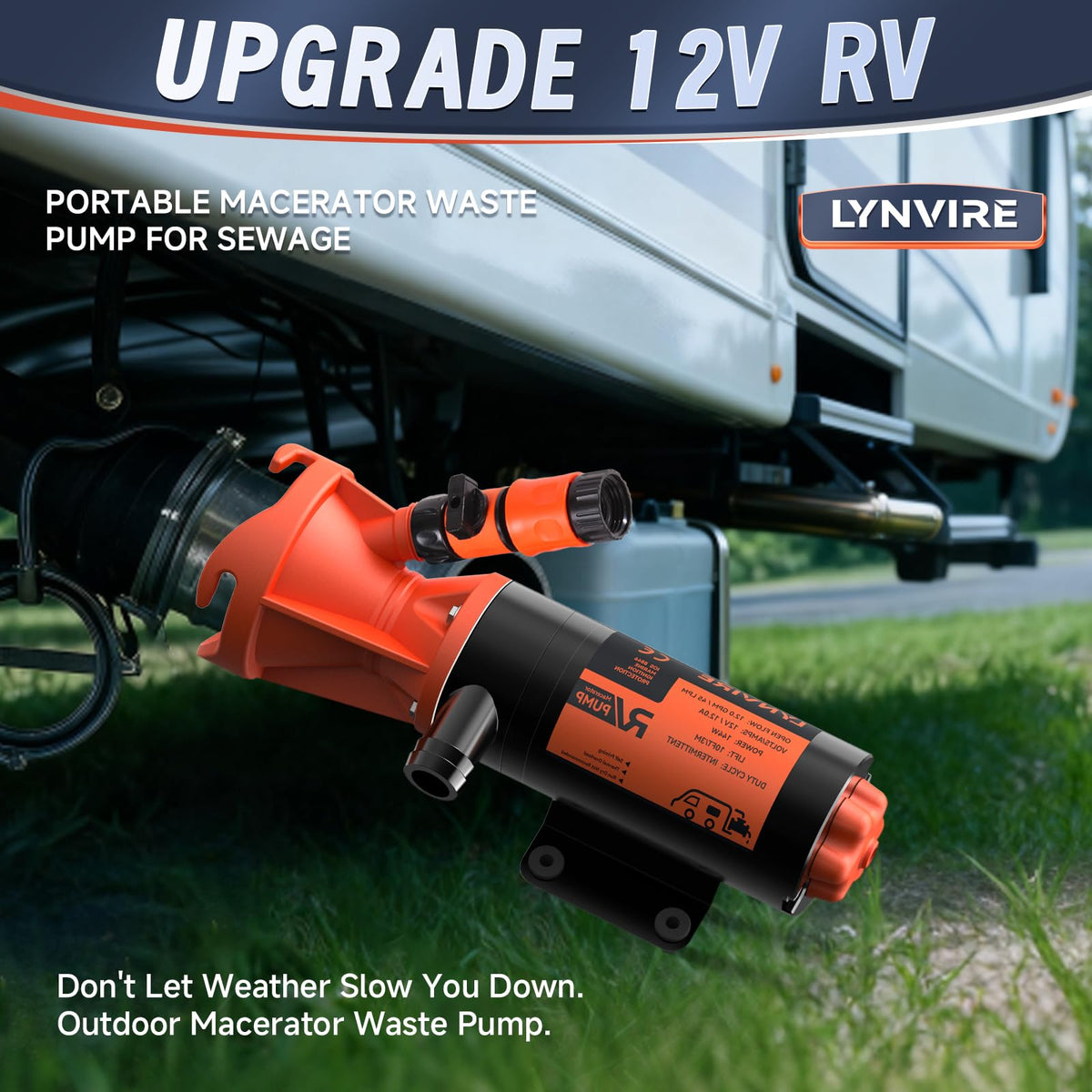 Lynvire garden hose rinse port enabling easy tank flushing and cleaning