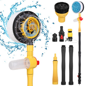LYOKELC lifestyle shot rinsing a patio and pet showing versatile outdoor use