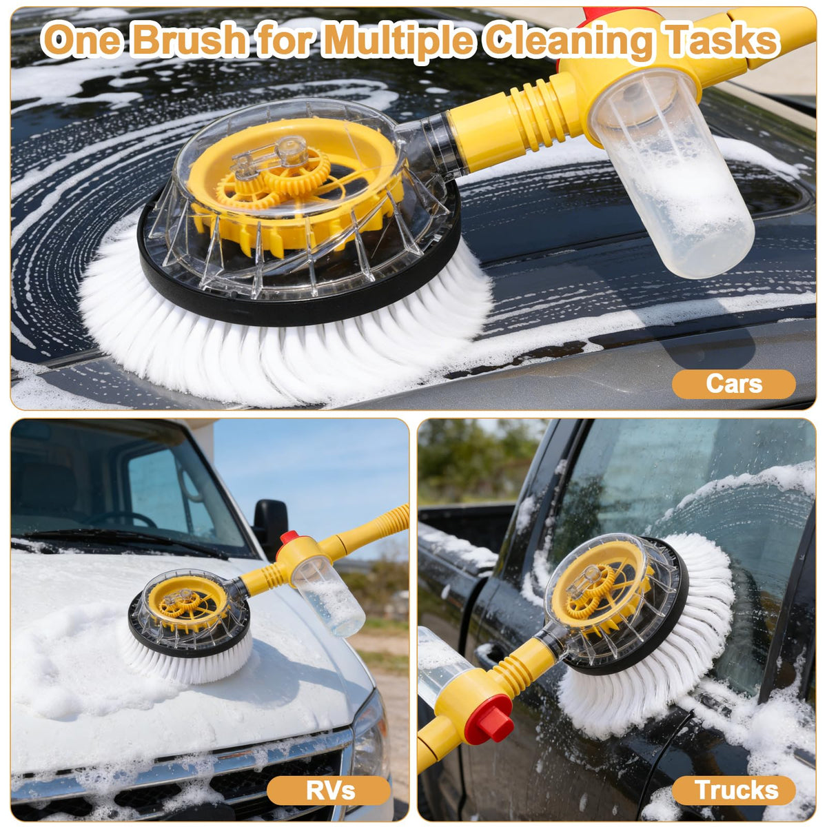LYOKELC focused rinse on wheels and windshield delivering targeted cleaning power