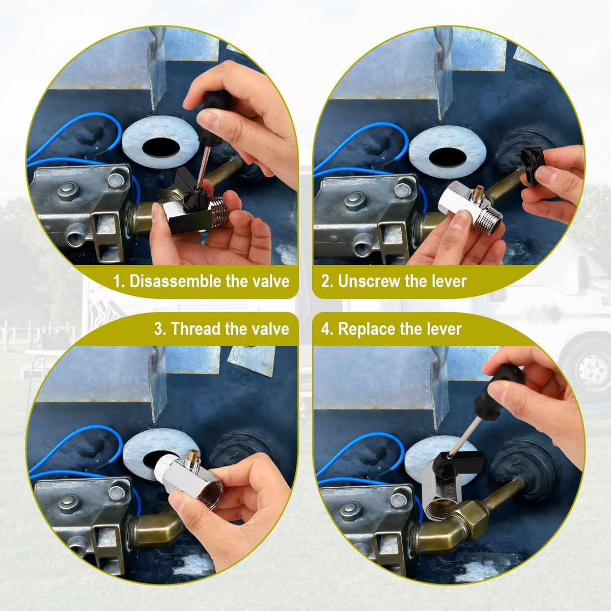 Lyreh thread tape and components laid out for fast installation and reliable seal