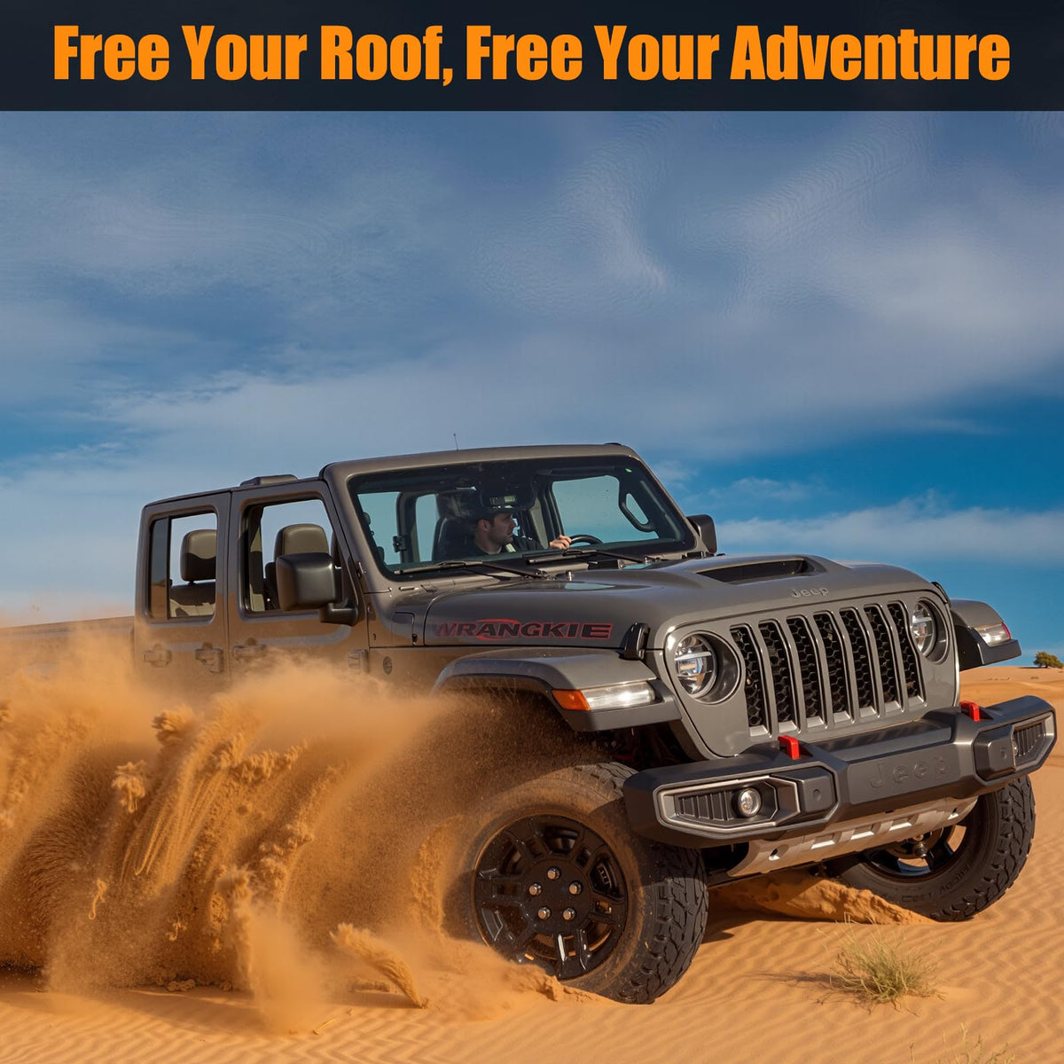 LYSAUGLAT hoist lifting Jeep hard top overhead to free garage floor