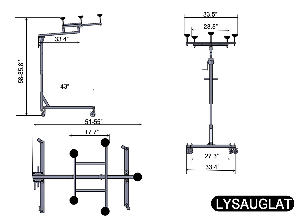 LYSAUGLAT scale view with Jeep showing 400 lb capacity and space saved