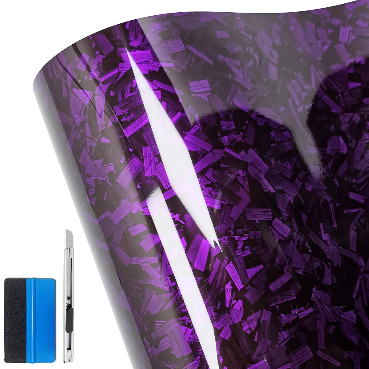 LZLRUN gloss purple wrap roll front view showing branded packaging and vibrant color