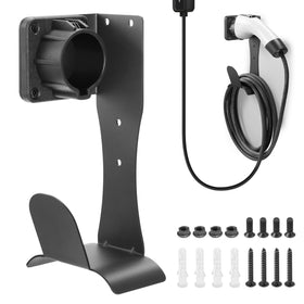 LZSTEC front view of wall-mounted J1772 holder shows space-saving benefit