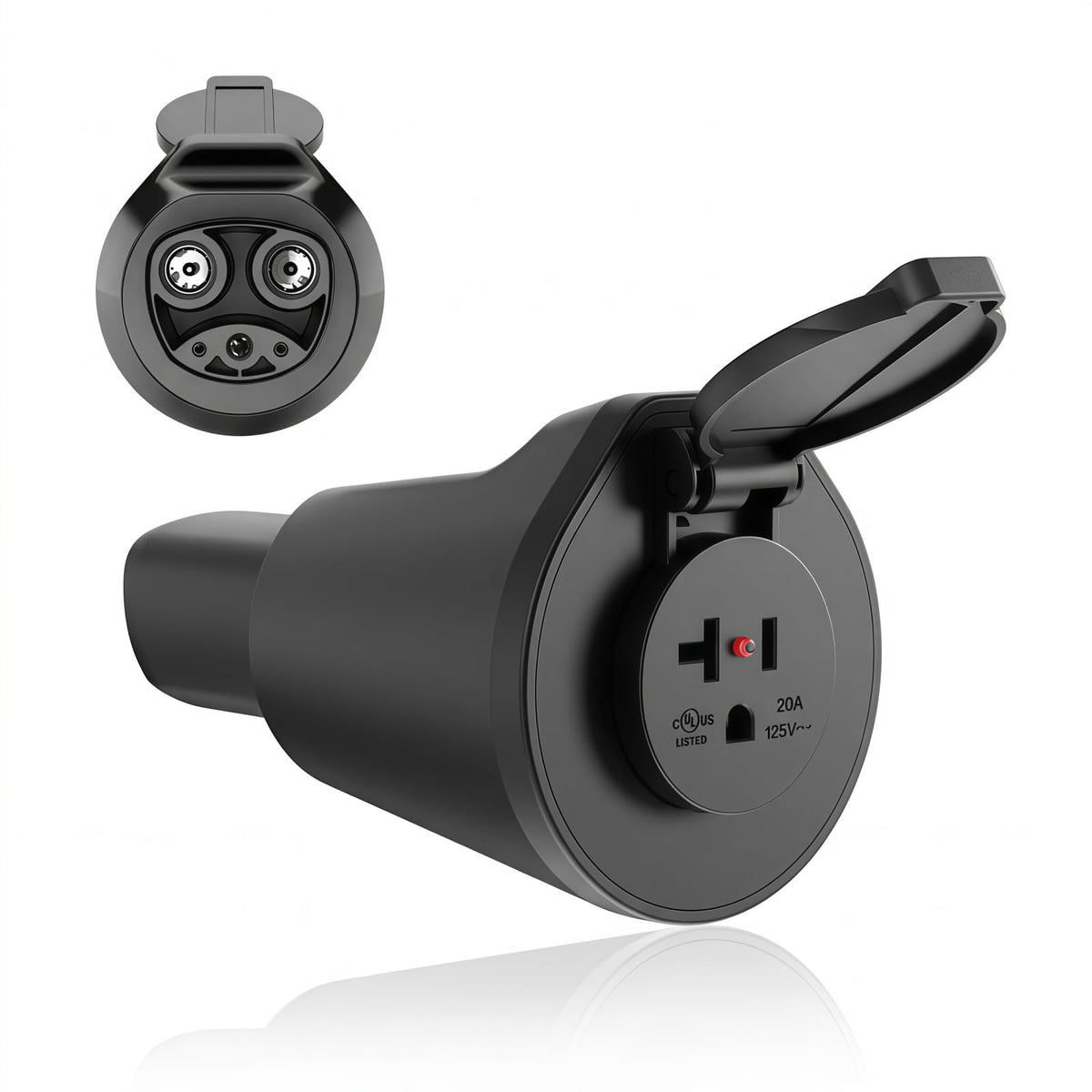 LZSTEC adapter front view showing NEMA outlet and sturdy housing for reliable power