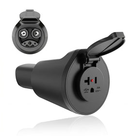 LZSTEC adapter front view showing NEMA outlet and sturdy housing for reliable power