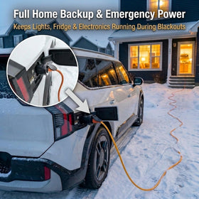 LZSTEC adapter installed in Hyundai NACS port powering appliances on the go