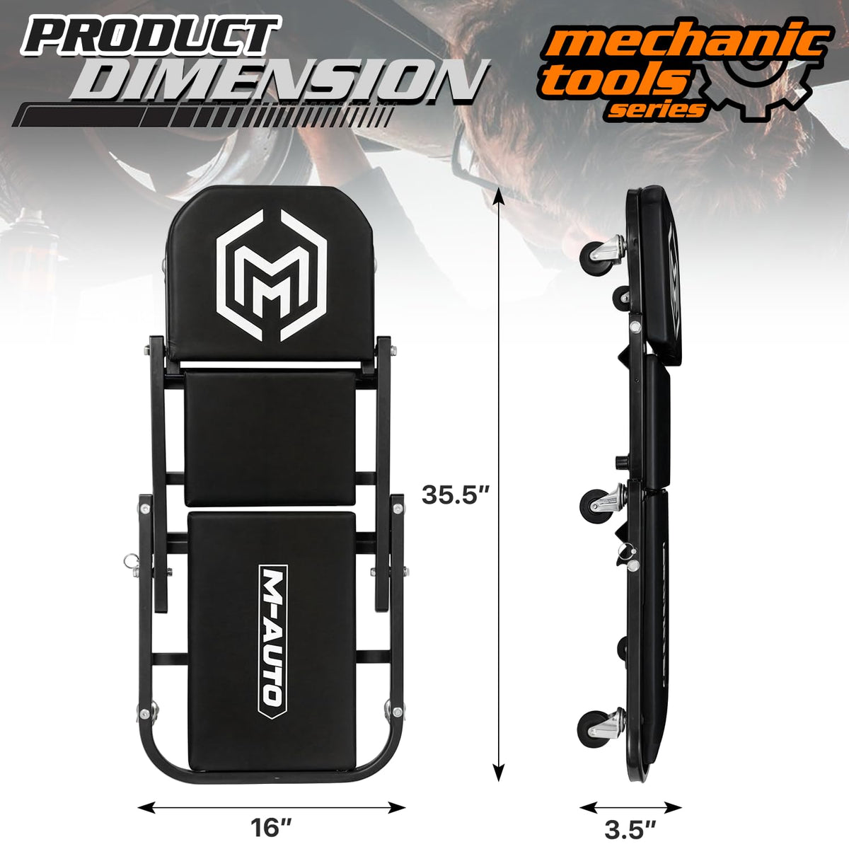 M-AUTO close-up of thick padded cushion showing comfort benefit