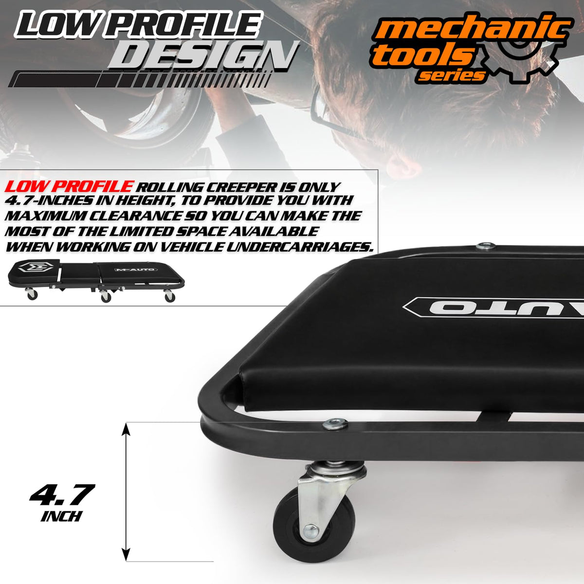 M-AUTO under-car in use offering easy access to underside