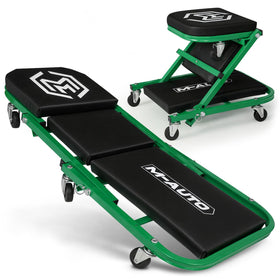 M-AUTO front view of creeper showing full-length pad and frame benefit comfort