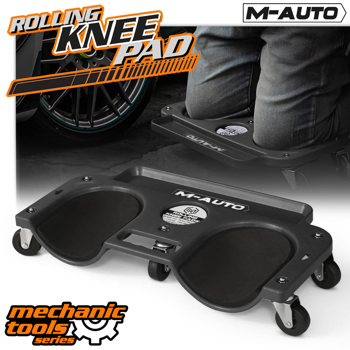 M-AUTO leaned against wall for storage showing space-saving convenience benefit