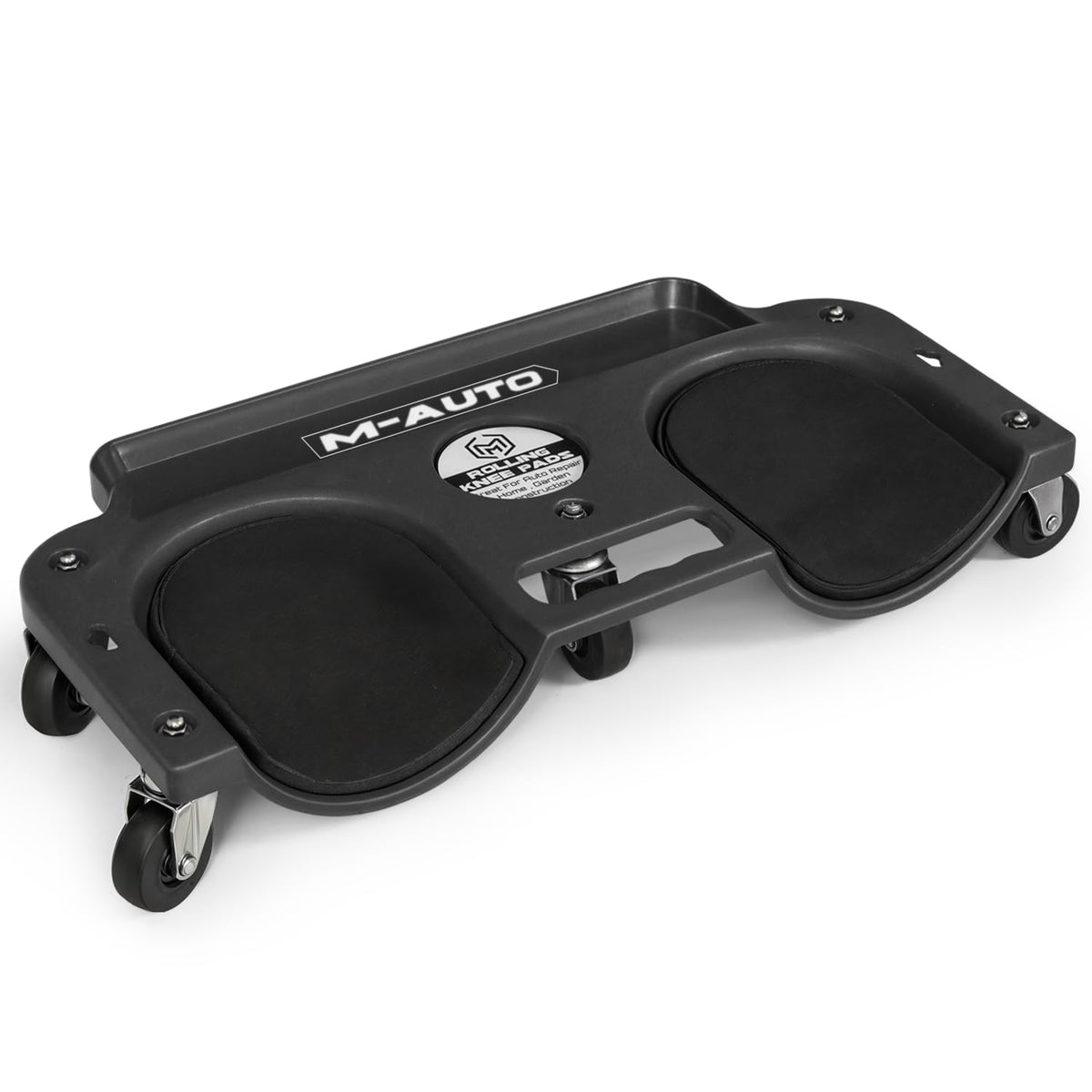 M-AUTO front view of rolling knee creeper showing stability and mobility benefits
