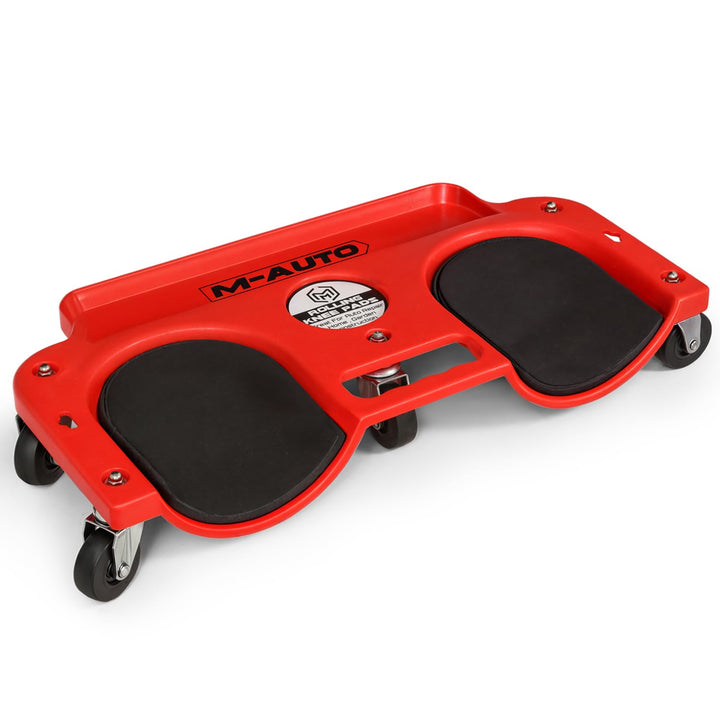 M-AUTO front view of creeper showing knee pad and casters for stable mobility