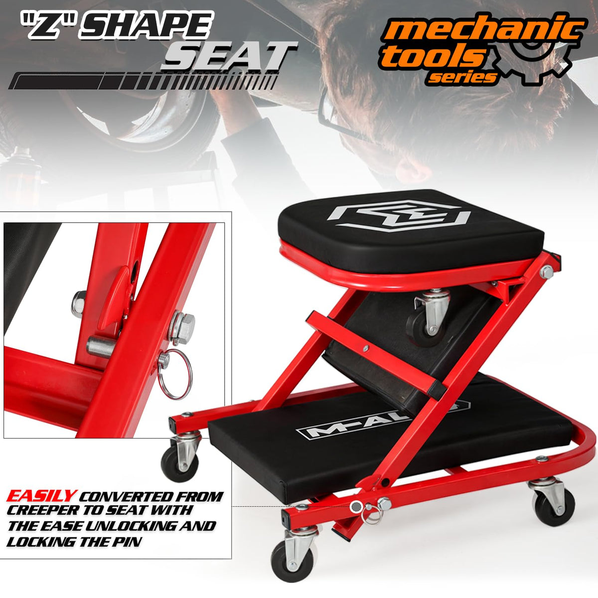 M-AUTO steel frame weld detail demonstrating durable construction and strength
