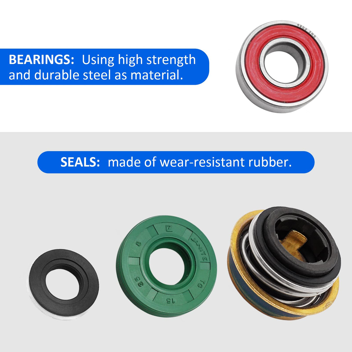 M MATI bearing and backside seal arranged to show correct assembly support