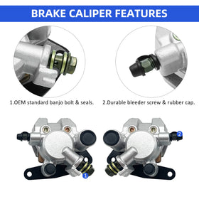 M MATI caliper mounted on an ATV front wheel, illustrating direct-fit installation and improved control