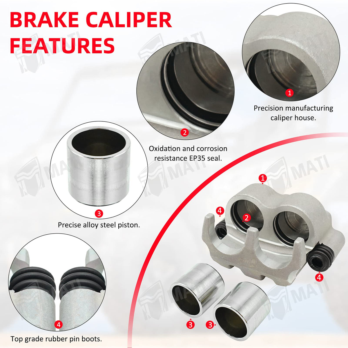 M MATI brake pads installed in caliper highlighting immediate usability