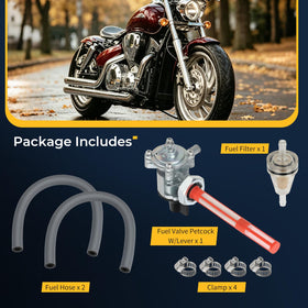 M MATI petcock installed on Honda VTX1300 tank illustrating proper fitment