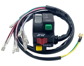 M MATI front view of left handlebar switch showing all controls and easy replacement benefit