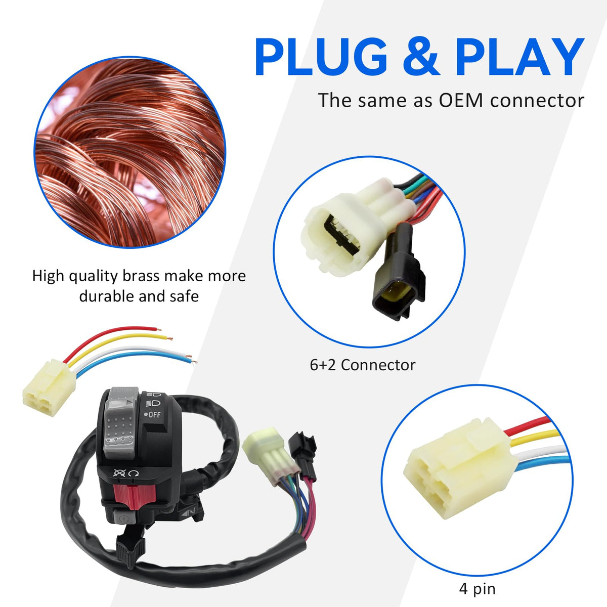 M MATI plug harness connector detail for plug-and-play installation benefit