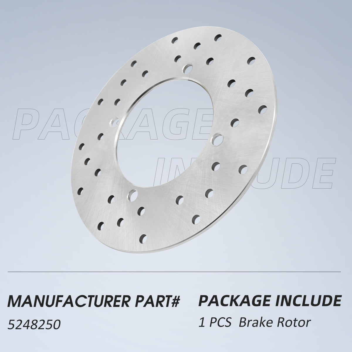 M MATI rotor beside ruler showing scale and OEM-dimension accuracy for confident replacement