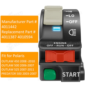 M MATI close-up of switch rocker and start button showing durable control surfaces