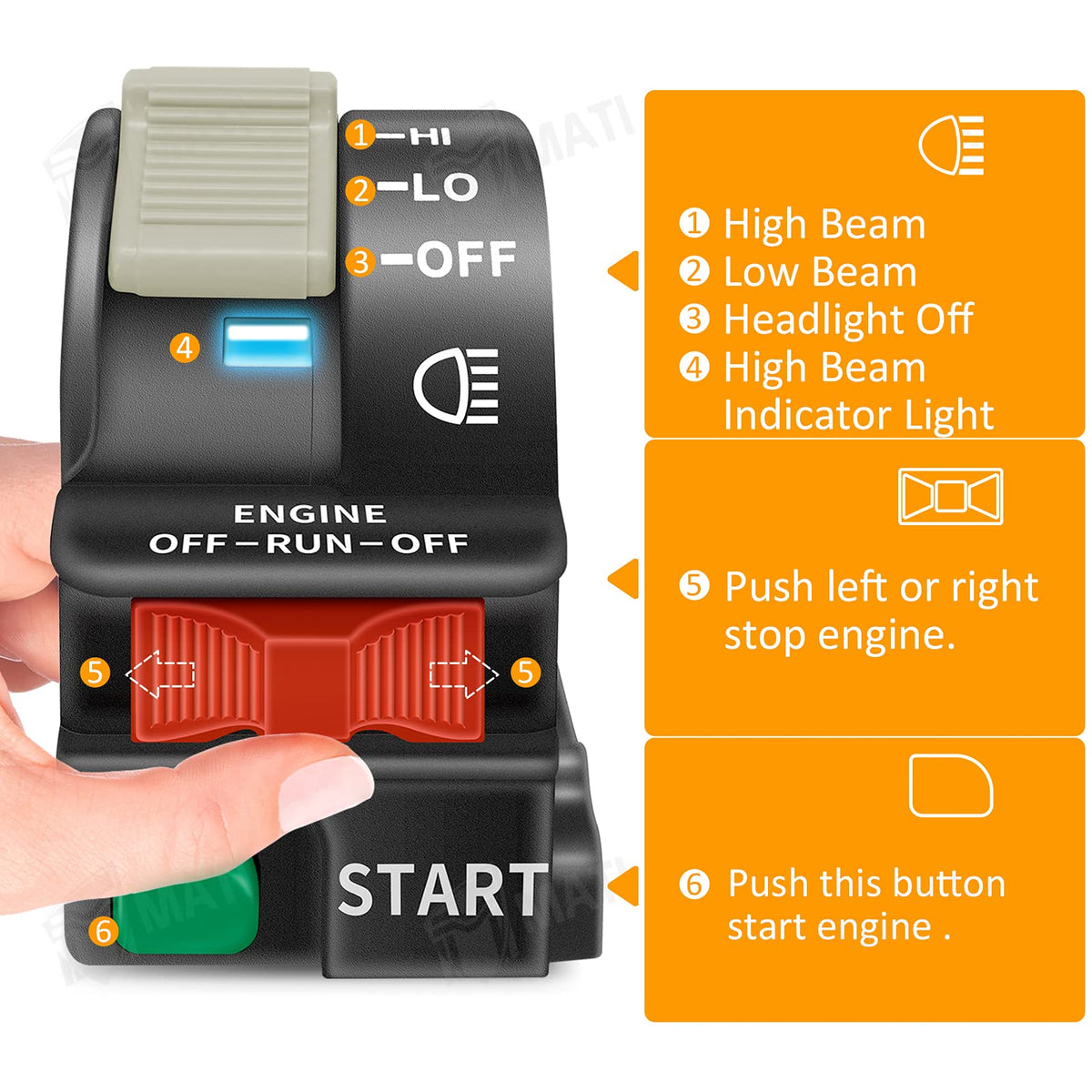 M MATI switch wiring connector view showing plug match for easy installation