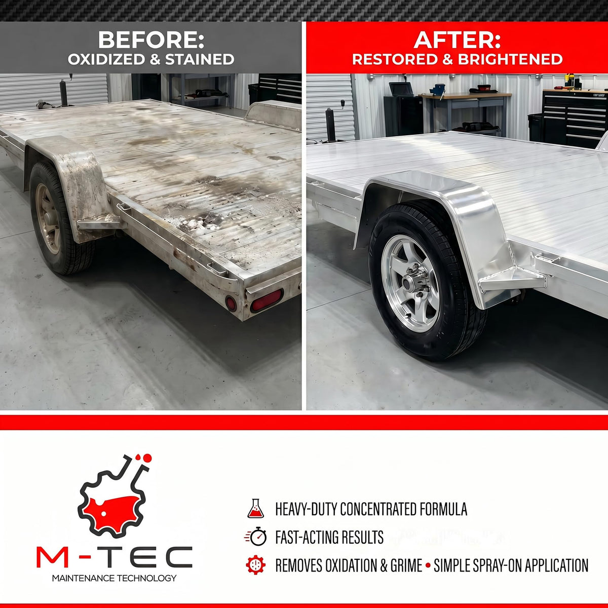M-Tec foam lifting oxidation on aluminum for faster cleaning
