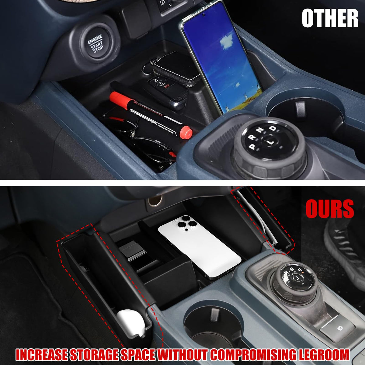 Mabett top-down view of compartments offering tidy item separation