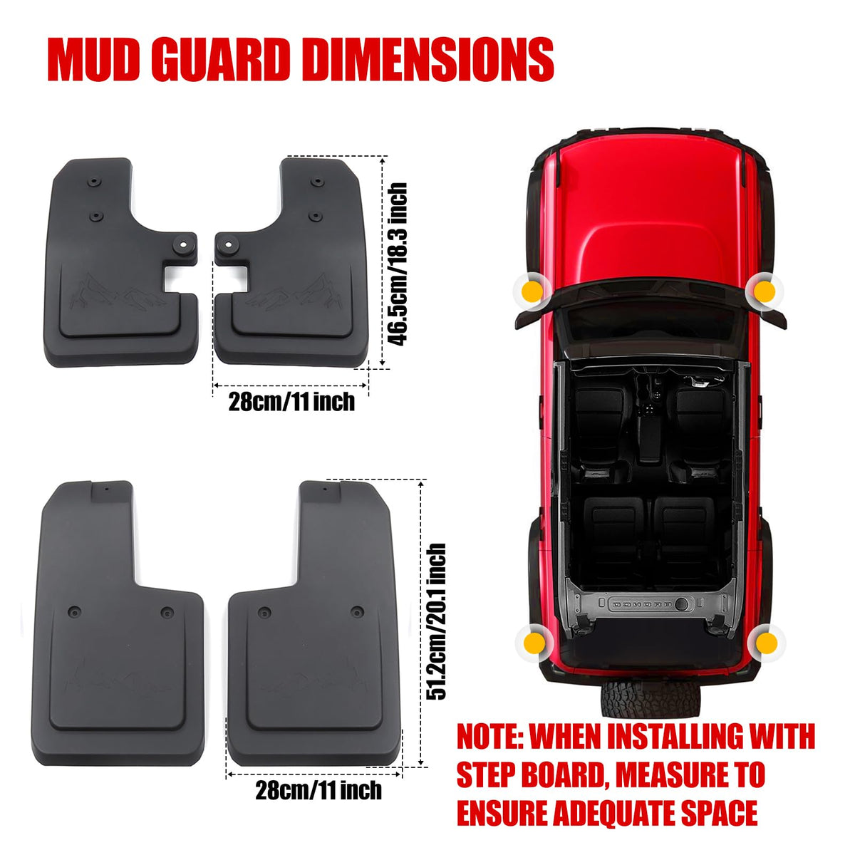 Mabett mud flap fitted next to rock rail showing compatible fit