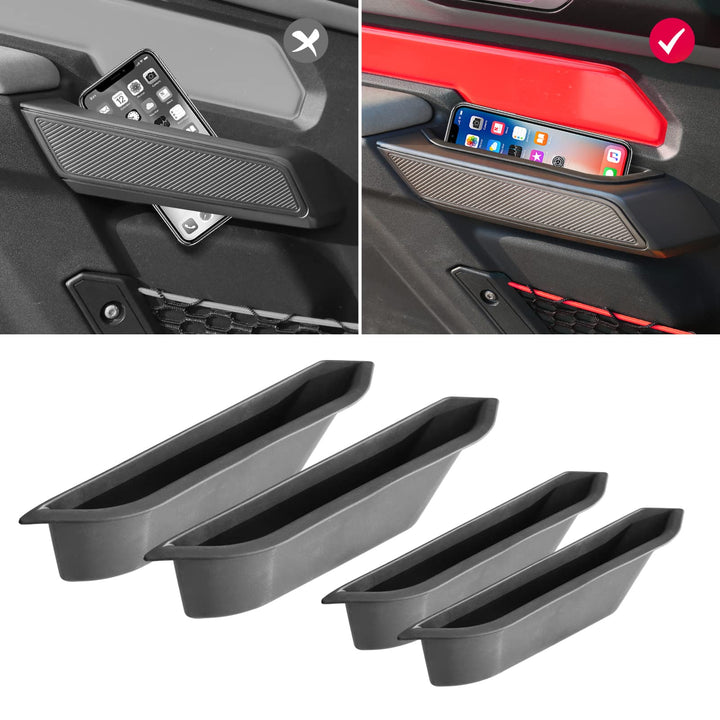 Mabett front door handle tray showing sleek fit and added storage benefit