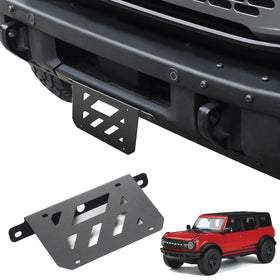 Mabett front view mounted on Ford Bronco showing secure plate placement and protection