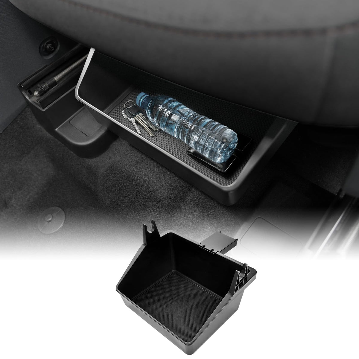 Mabett front view of under-seat box showing tidy hidden storage